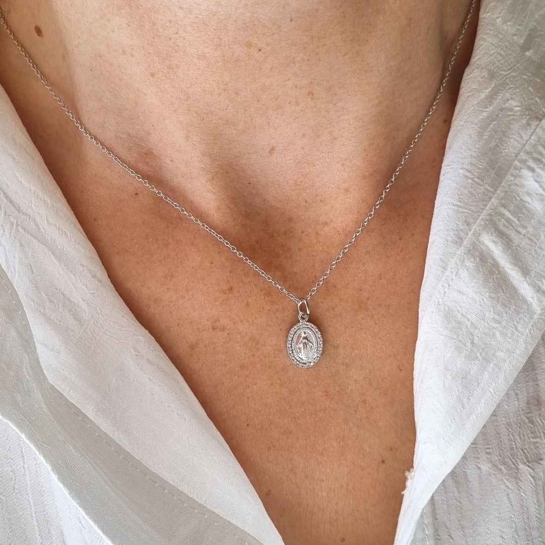 Christelijke ketting met hanger - bedel Maria - 925 zilver
