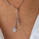 Christelijke ketting zilver met kruis en Maria bedel 