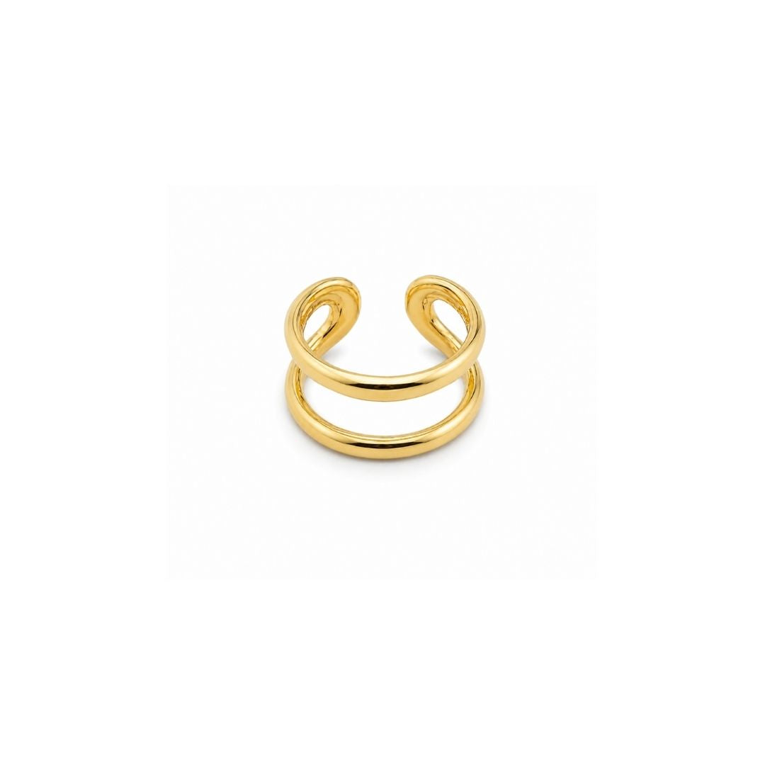Ear cuff goud met twee boogjes in verguld zilver
