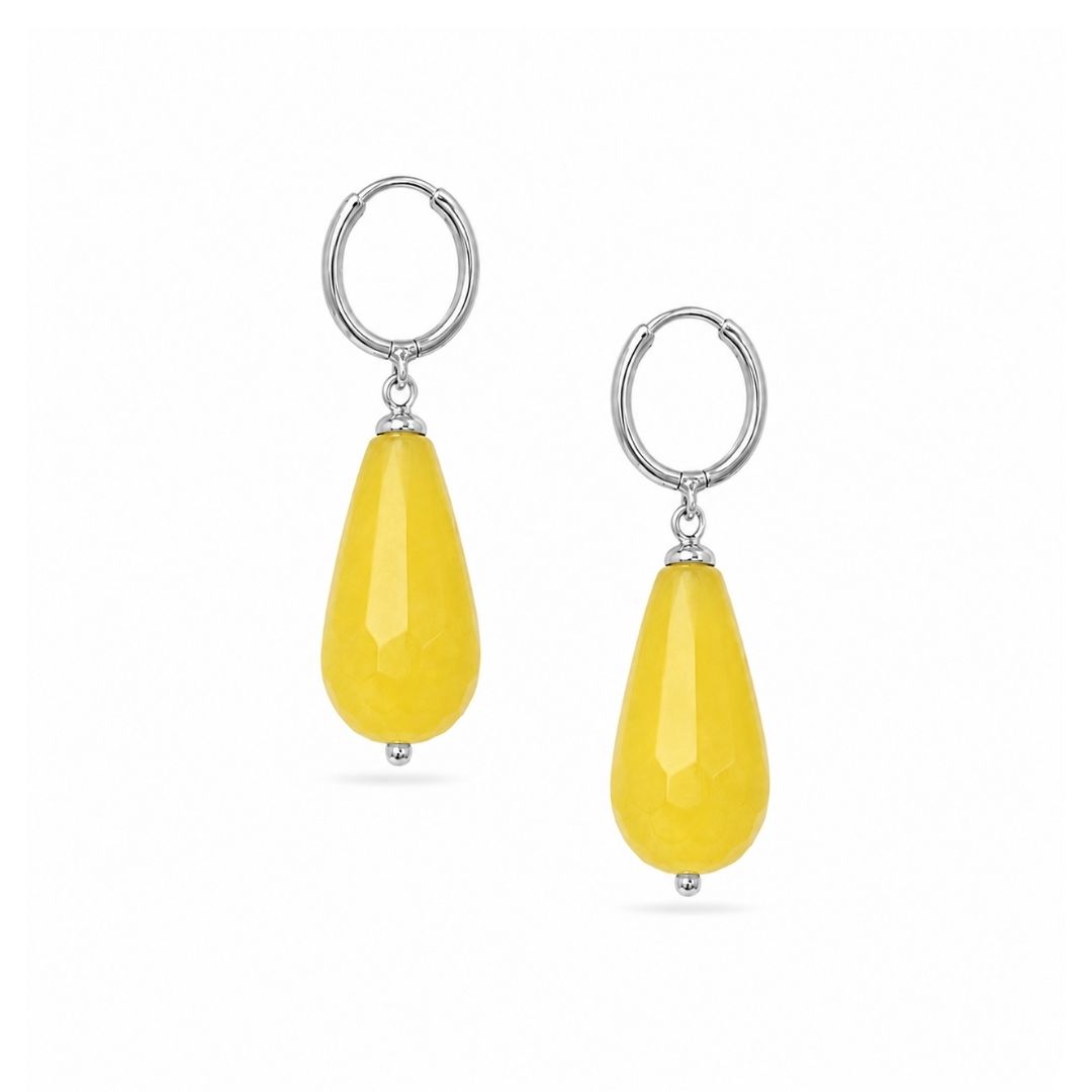 Edelsteen oorbellen zilver met geel agaat 
