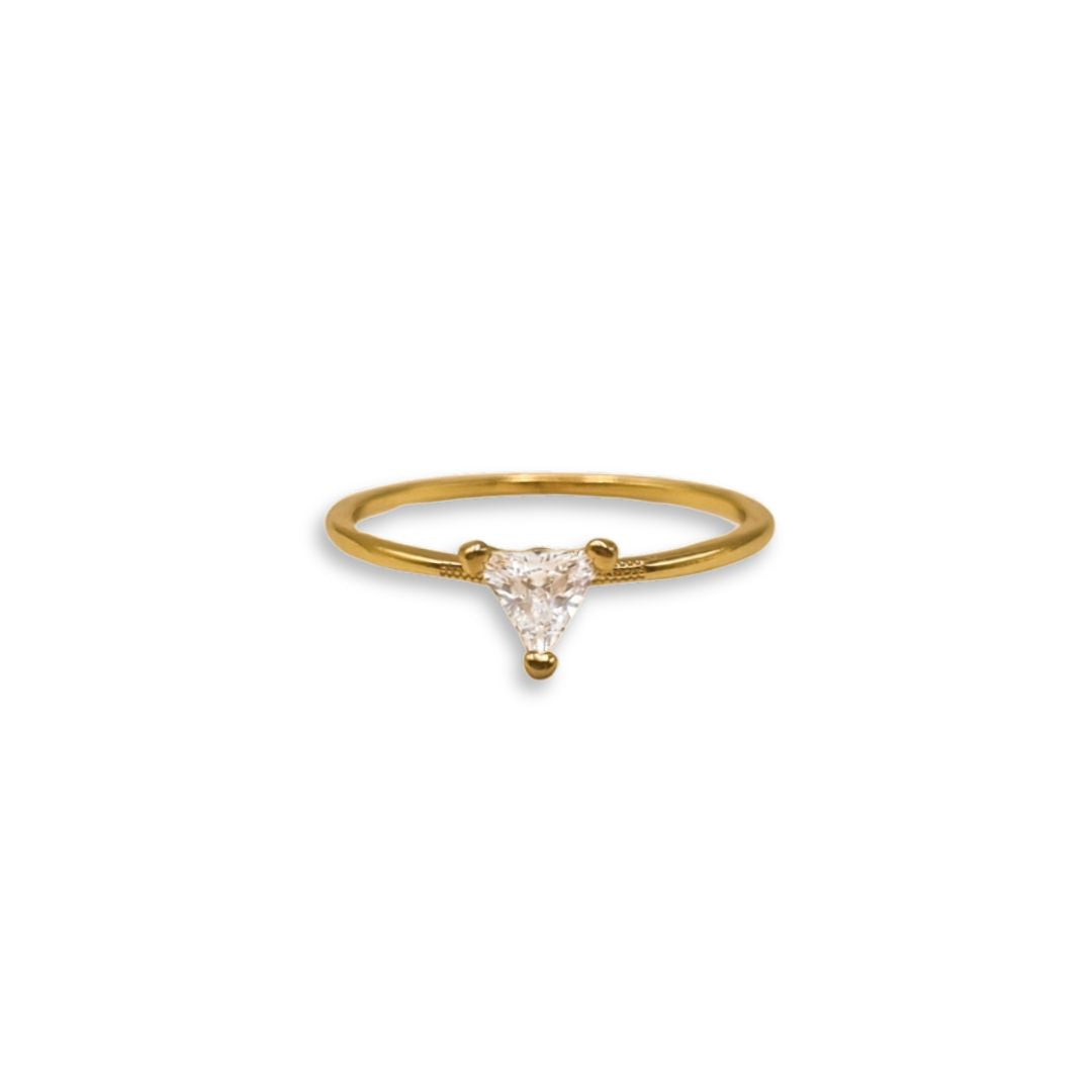 Goldfilled ring met witte driehoek zirkonia steen Selene - goud kleur - gouden tint - dames