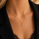 Gouden Kruisketting met steentje Christelijk