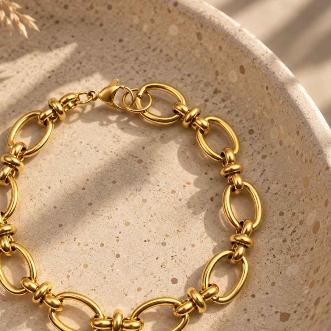 Gouden Schakelarmband vrouw ronde schakels