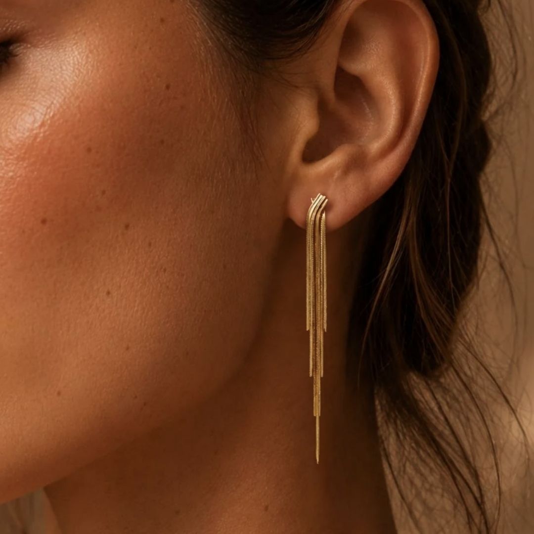 Gouden oorbellen lang dames kopen