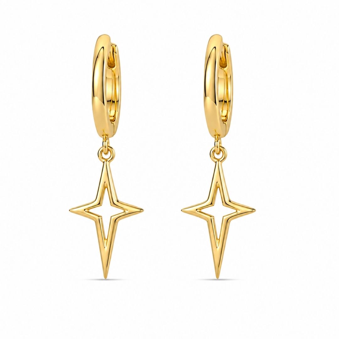 Gouden oorbellen ster bedel Lucia