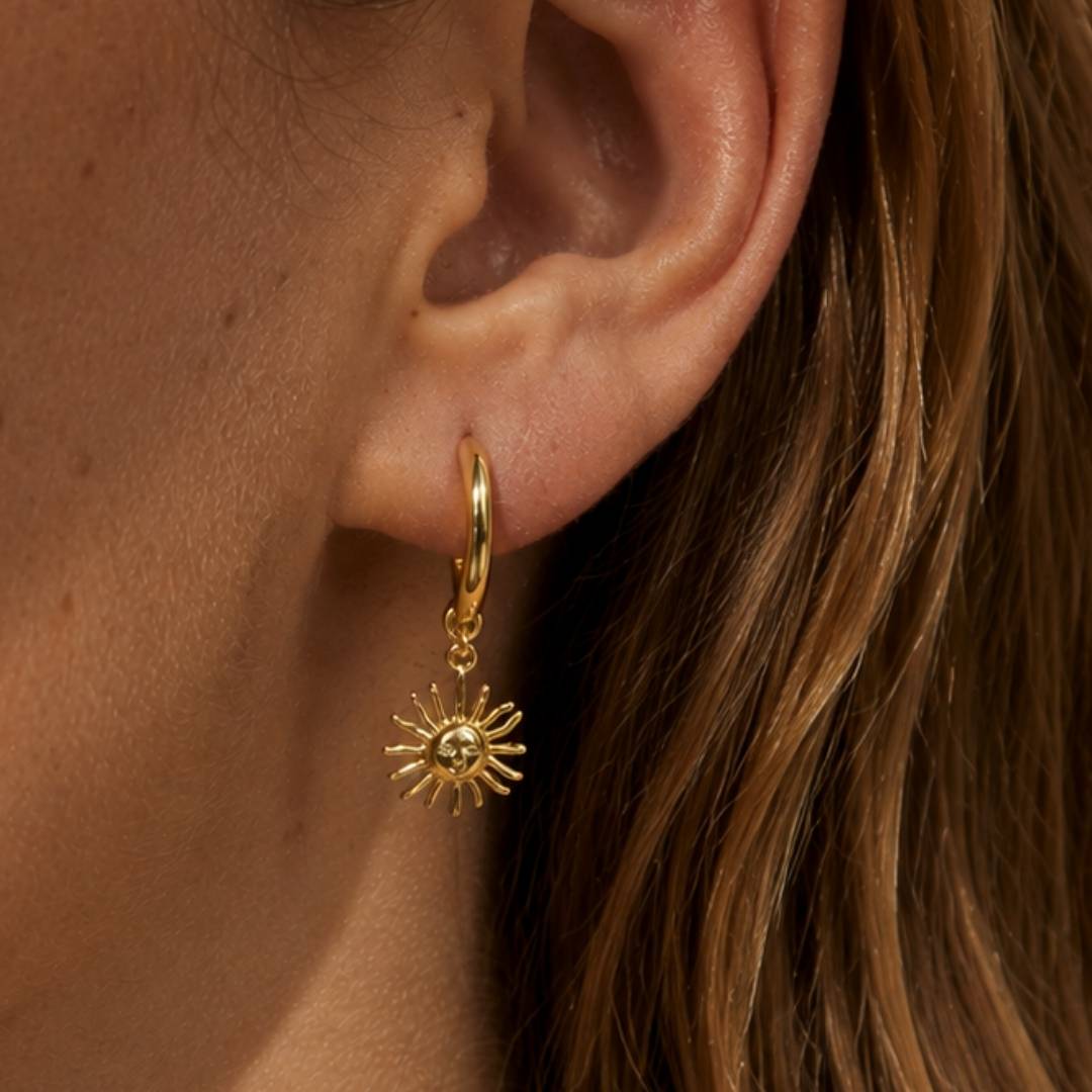 Gouden oorbellen zonnetje dames