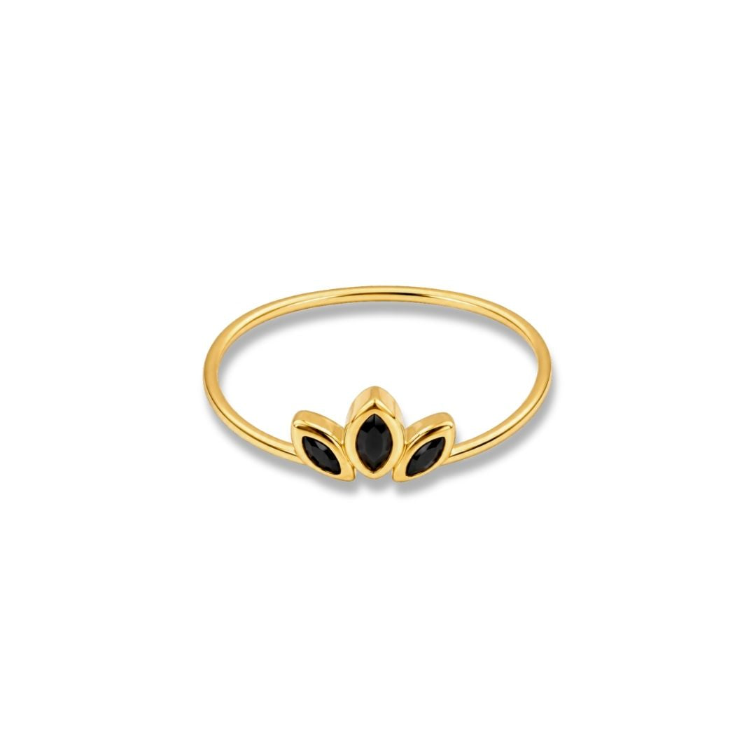 Gouden ring met steentjes zwart
