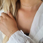 Gouden bezel armbandje met steentjes - Goldfilled 