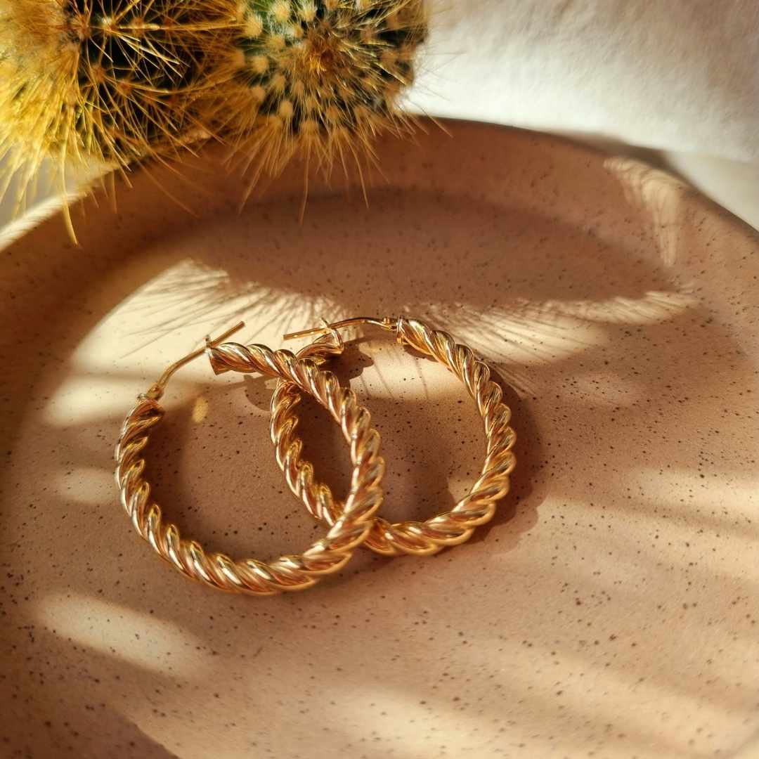 Gouden hoop oorbellen dames Lolita- verguld zilver - ovaal