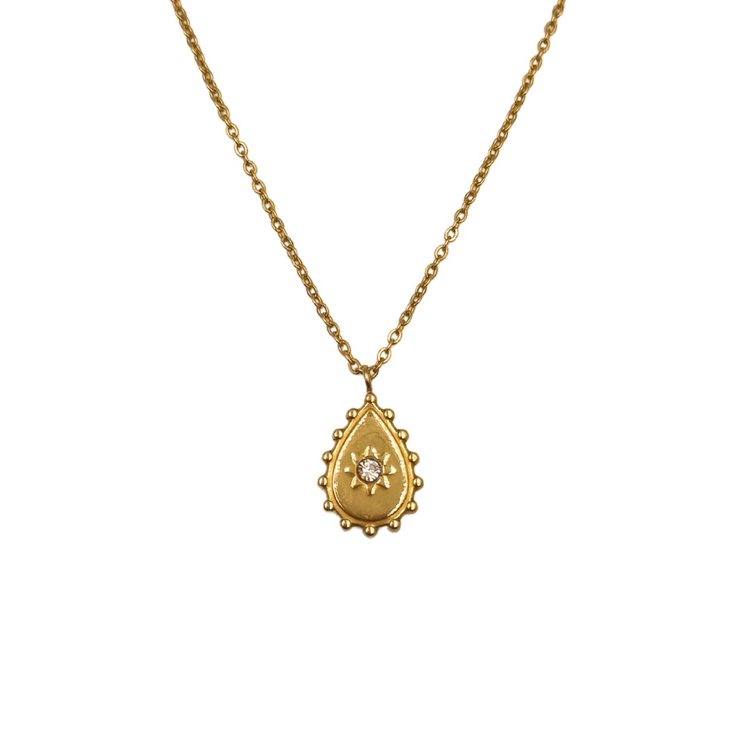 Gouden ketting met steentje Nola - Bedel hanger dames
