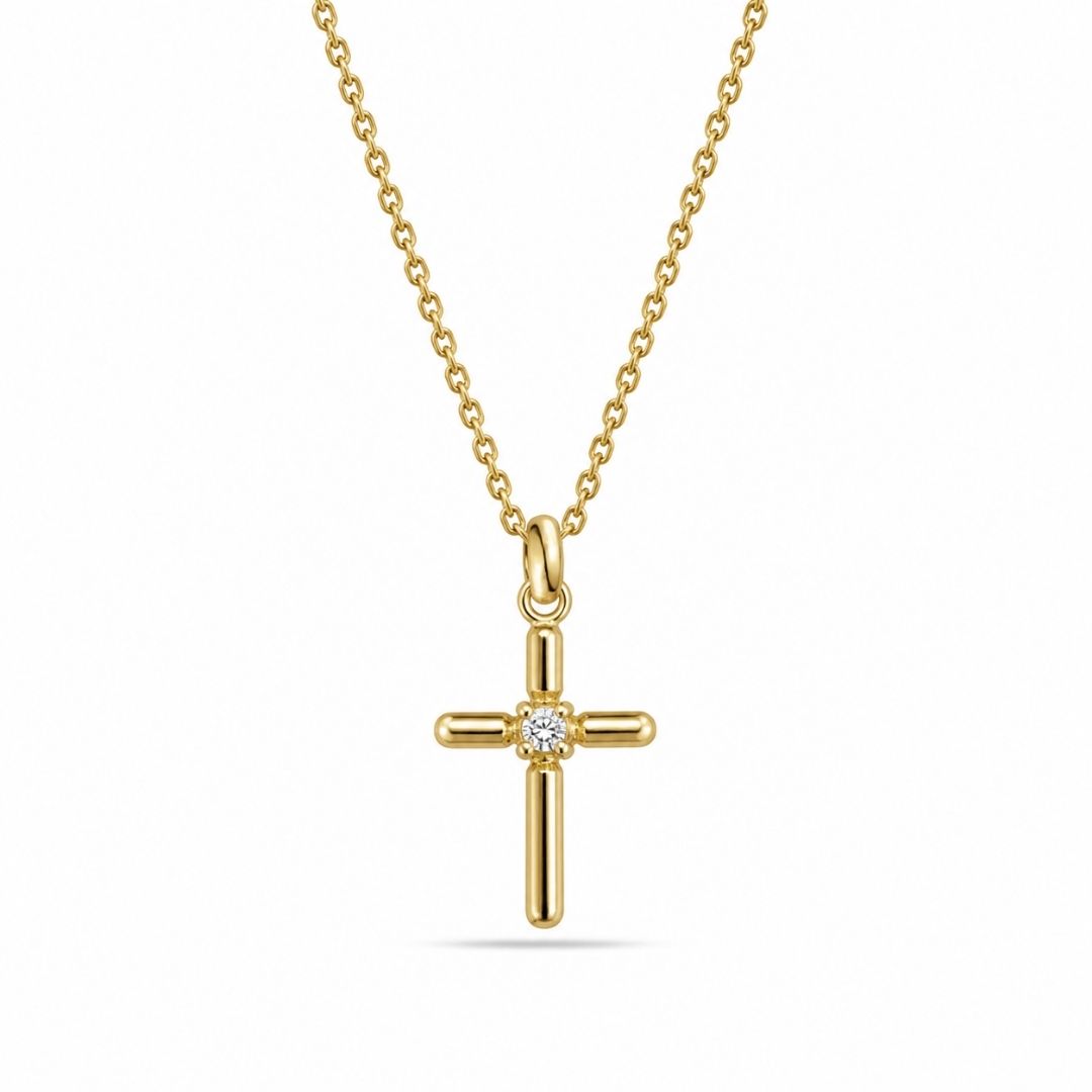 Gouden kruisketting met steentje goldfilled