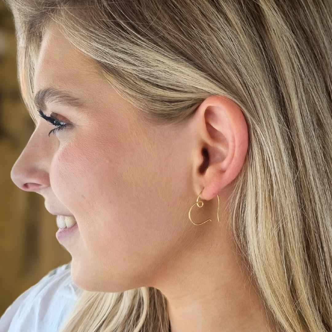 Gouden oorbellen hart van goldplated 925 sterling zilver dames 