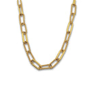 Gouden schakelketting dames Chloe met rechthoek design - geribbeld