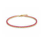 Gouden tennis armband met roze steentjes 