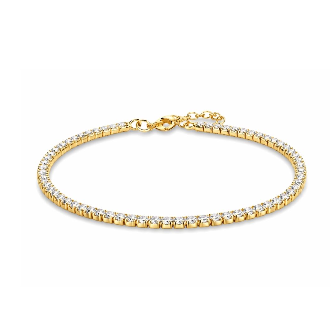 Gouden tennisarmband met witte steentjes 