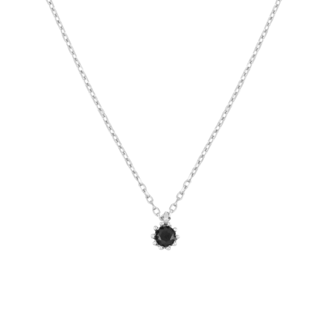 Roca de Piña - Hanna necklace- Rhodium plated 925 sterling silver- black zirconia