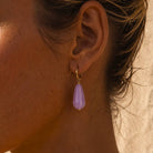 Ibiza style oorbellen goud edelsteen paars