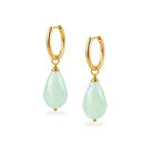 Ibiza style oorbellen goud groene steen chalcedoon