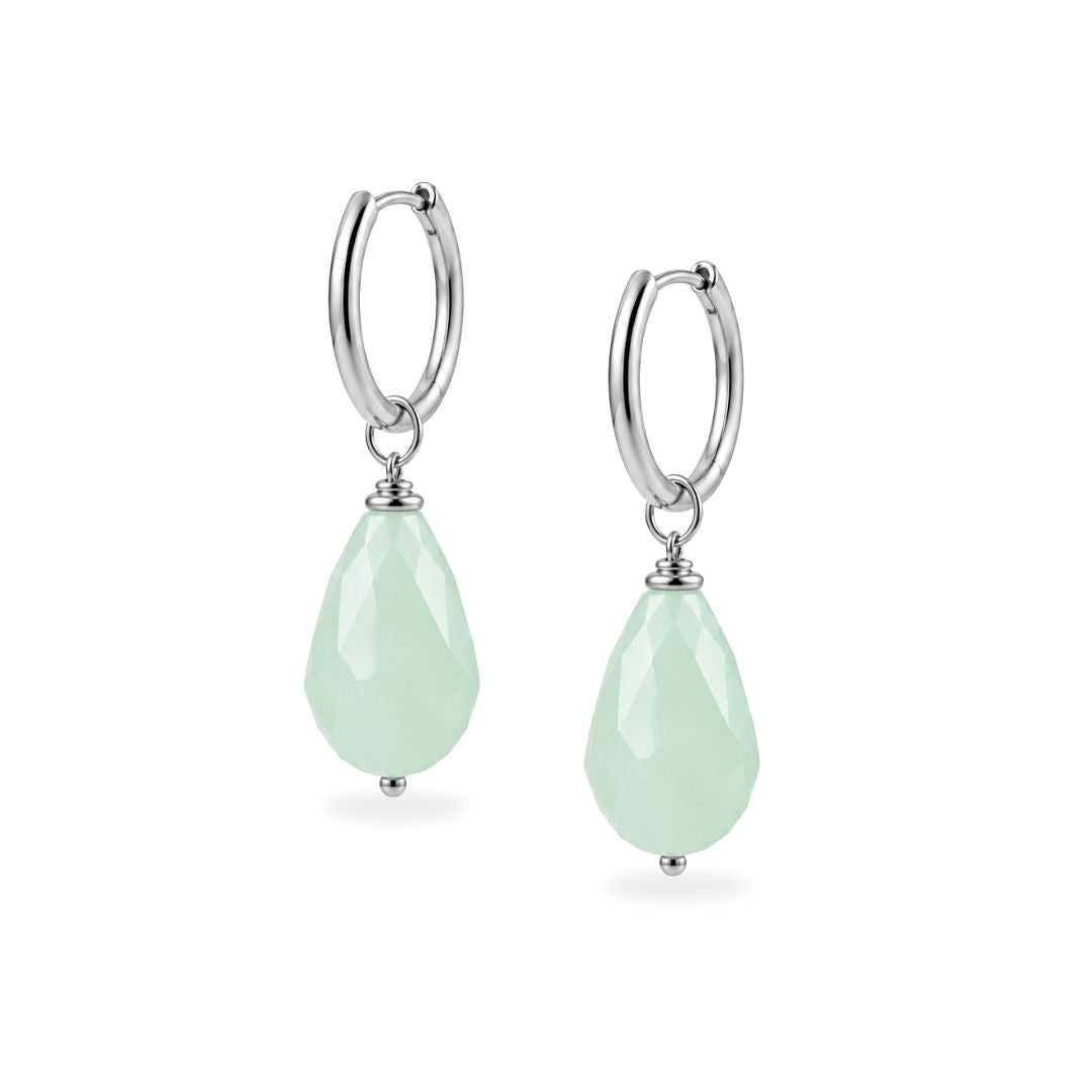 Ibiza style oorbellen zilver groene steen