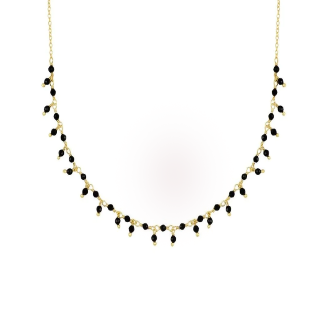 Roca de Piña – Black Isadore Necklace- Spinel stone, goldplated 925 sterling silver