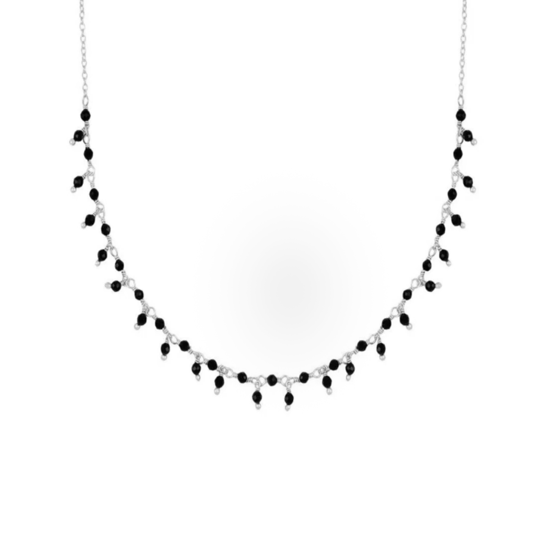 Roca de Piña- Isadora necklace - black spinel - rhodium plated 925 sterling silver