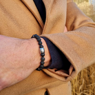 Kohala Lava stone bracelet, stainless steel clasp, mannen heren armband sieraad, echt leer, RVS staal sluiting