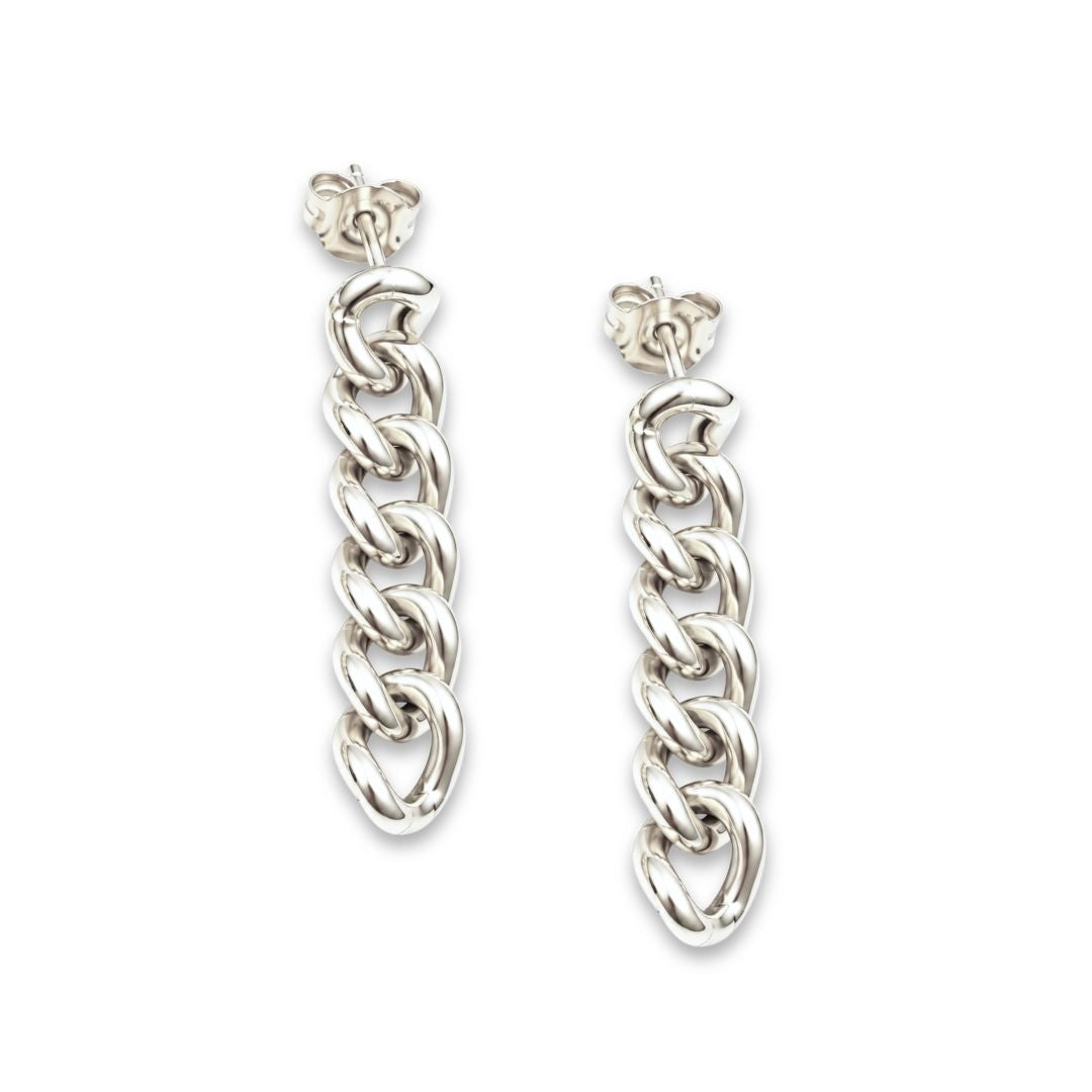 Lange zilveren oorbellen oorstekers schakel 925 sterling zilver