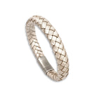 Leren armband gevlochten creme champagne dames 