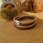 Leren armbandje Ibiza Dames goud bruin