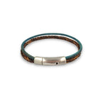 Leren heren armband bruin groen gevlochten twee koorden Rusty pine
