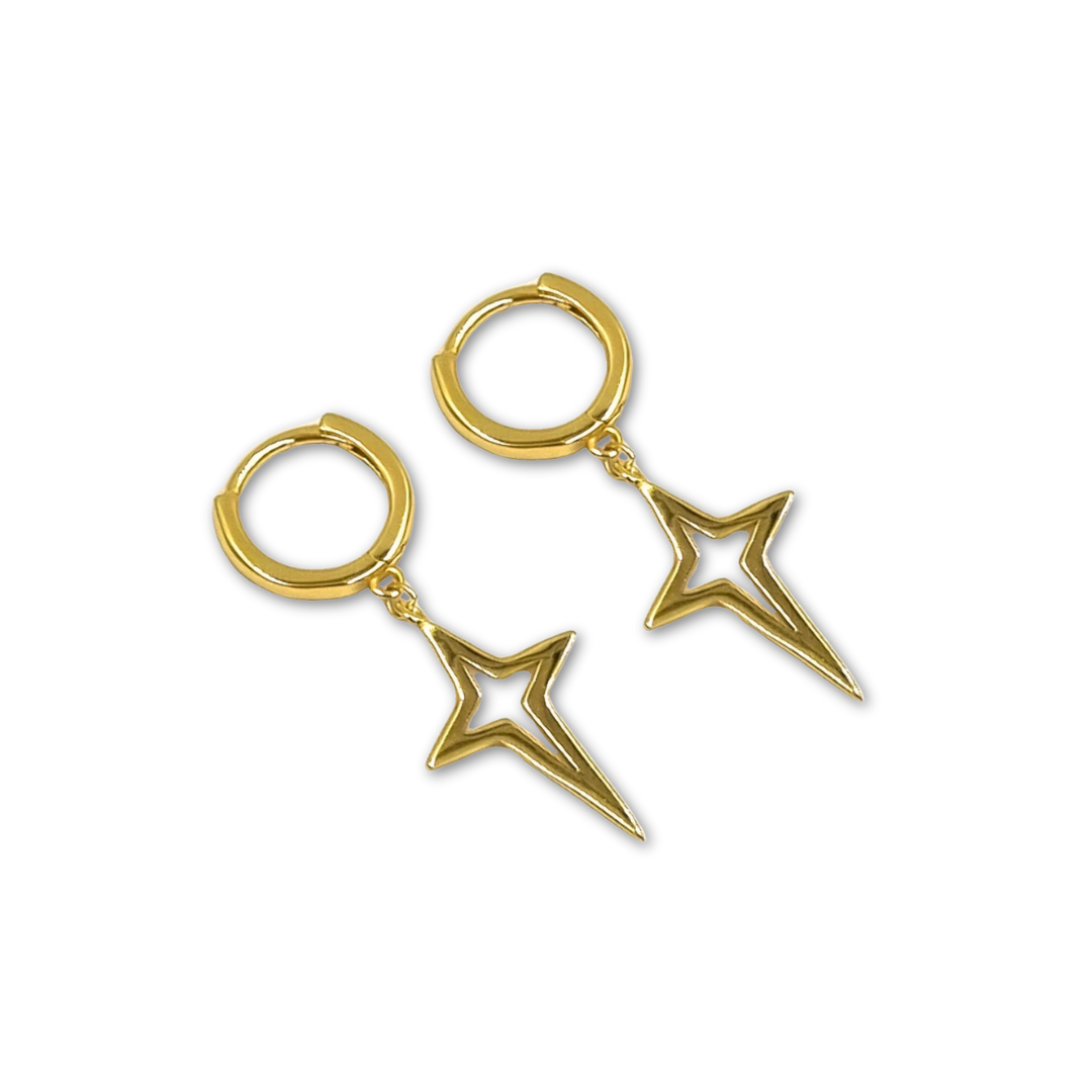 Roca de Piña – Lucia earrings – stars- estrellas - goldplated silver - ster oorbellen