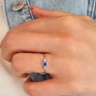 Roca de Piña - Mana kai ring - rhodium plated 925 sterling silver - blue and white zirconia