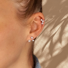 Roca de Piña- Marina star earcuff, rhodium plated 925 sterling silver, white zirconia, oorcuff, zilver, wit zirkoon, cadeau trendy sieraden