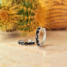 Roca de Piña- Black Ciara hoops - black zirconia- rhodium plated - 925 sterling silver