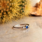 Roca de Piña - Mana kai ring - rhodium plated 925 sterling silver - blue and white zirconia