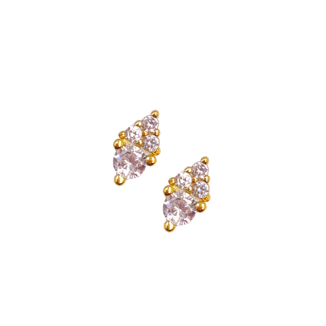 Roca de Piña - Cielo earstud - goldplated 925 sterling silver - white zirconia - earrings