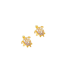 Roca de Piña - Tortuga ear studs- earrings - goldplated 925 sterling silver - white zirconia - turtle ear studs