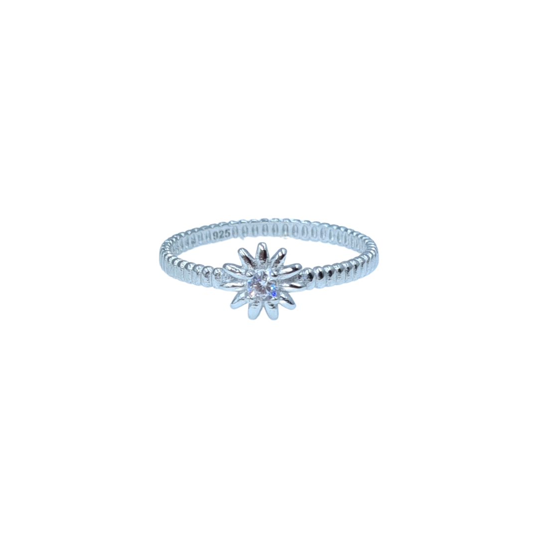 Roca de Piña - Kealani ring - 925 sterling silver, white zirconia - sun ring 