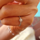 Roca de Piña - Kealani ring - 925 sterling silver, white zirconia - sun ring 