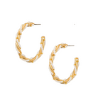 Roca de Piña - Twisted bead hoops- glass beads metal - white- festival summer