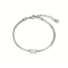 Roca de Piña - Alejandra bracelet - stainless steel - steel colour - white zirconia charm