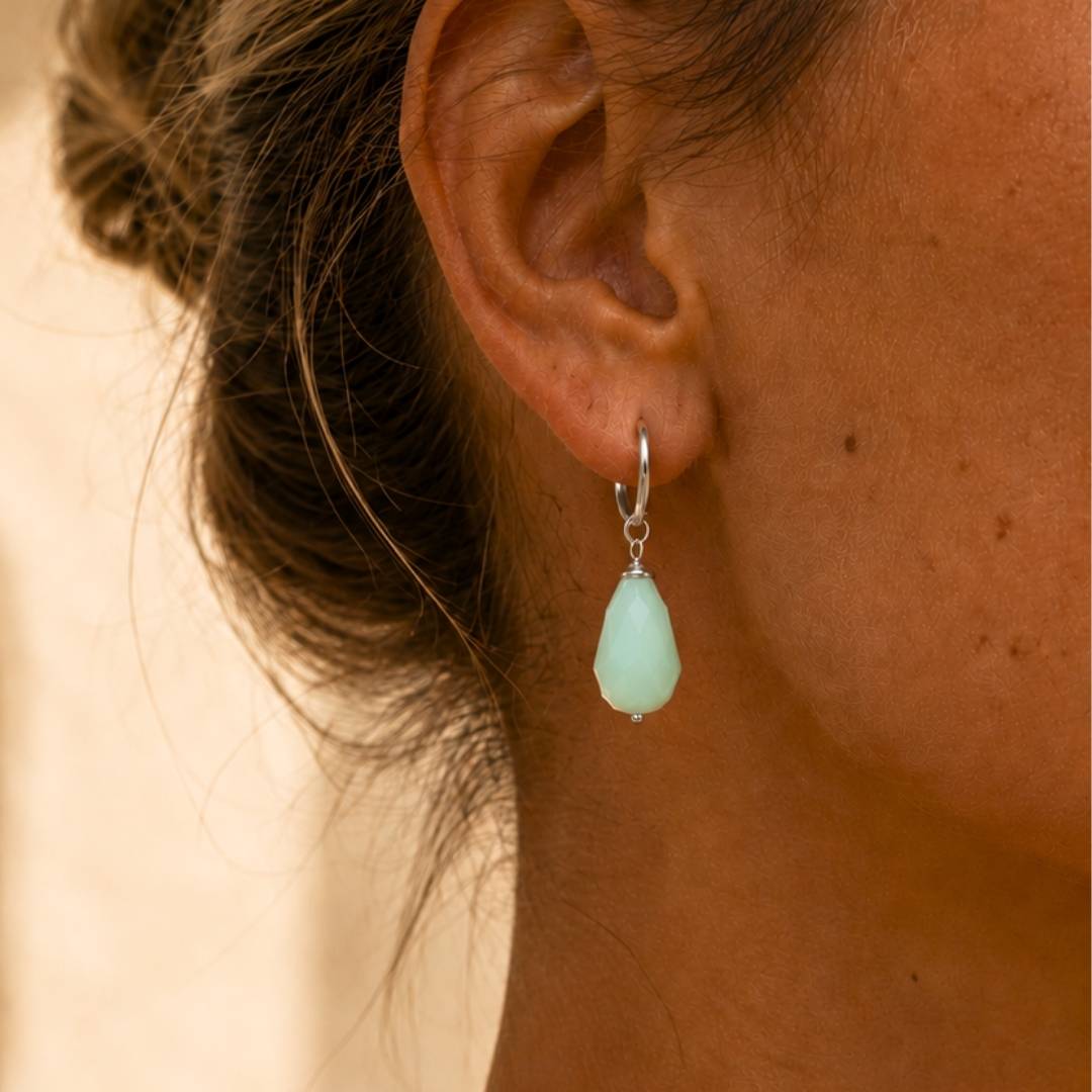 Oorbellen met groene edelsteen zilver