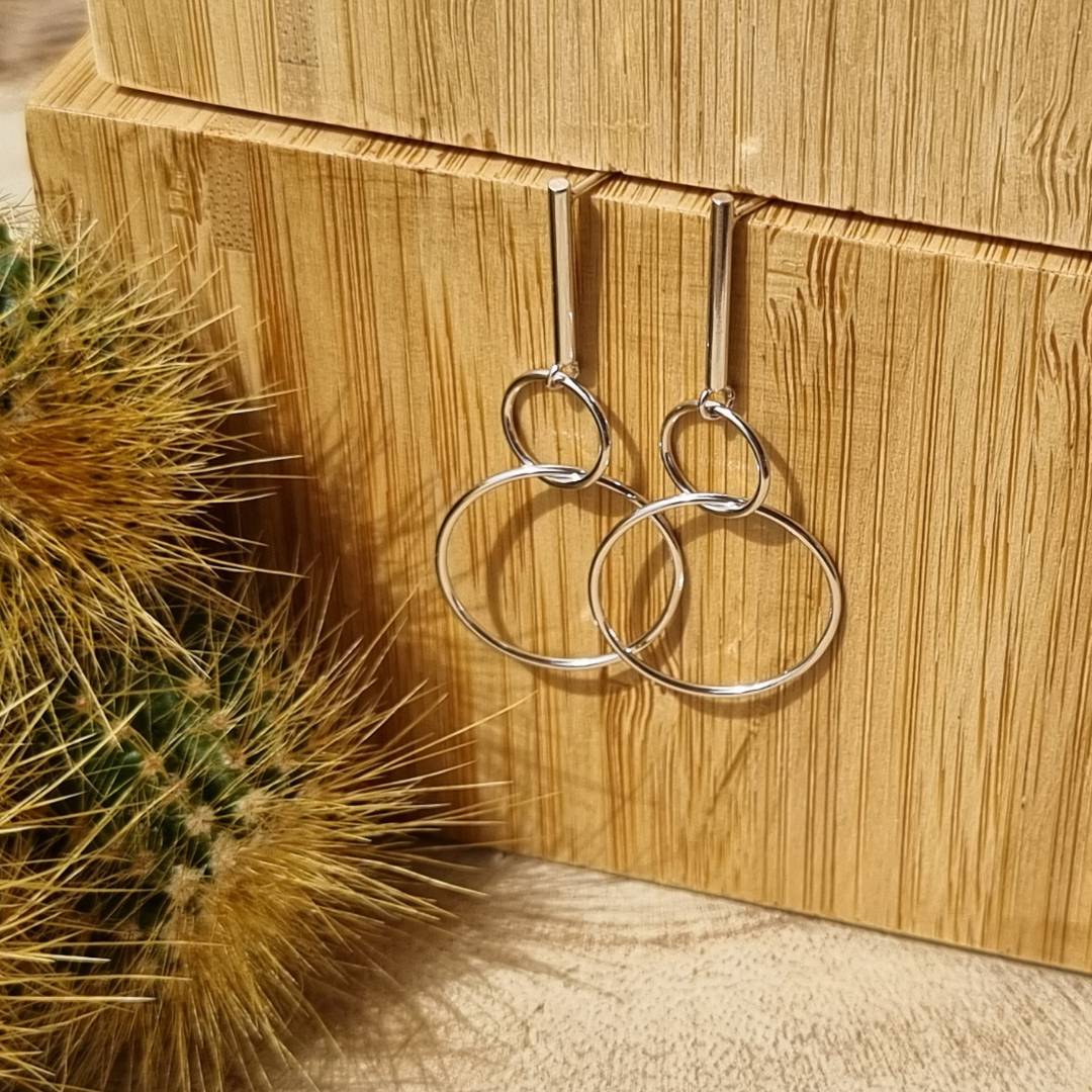 Oorbellen zilver met cirkel hanger