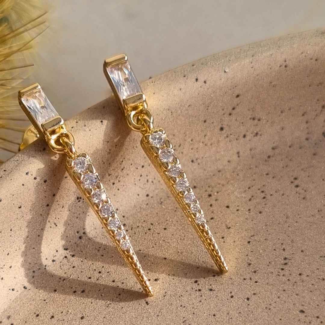 Gouden oorbellen met steentjes hanger goldfilled