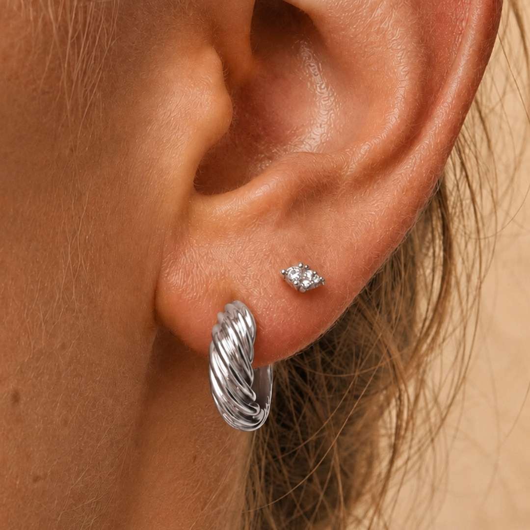 Oorknopjes zilver met steentjes cielo
