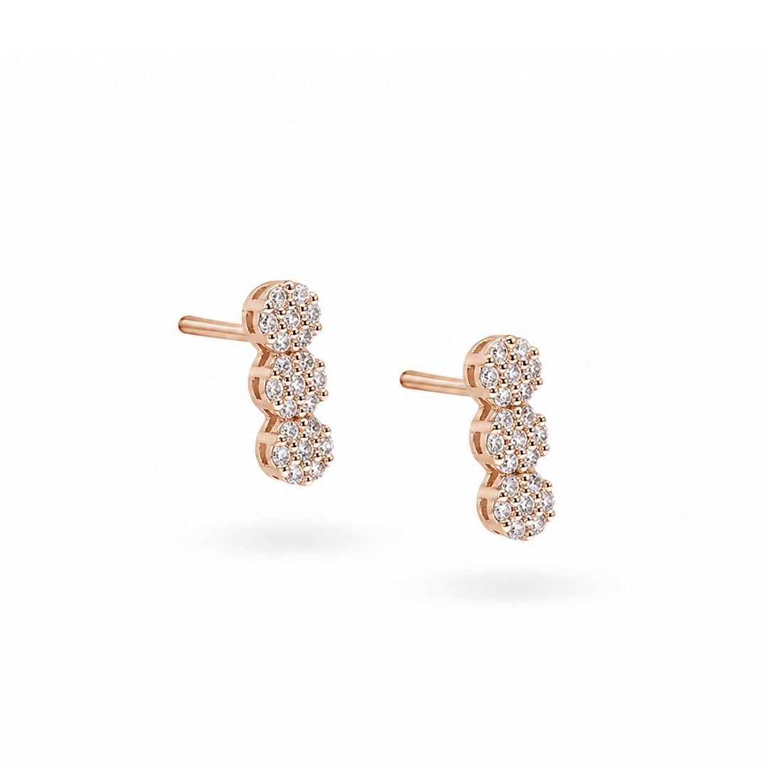 Oorknopjes rose goud met steentjes