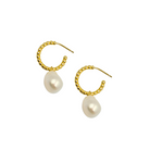 Roca de Piña - 18k goldplated 925 sterling silver - hoop earrings - sweet water pearls - zoet water parel oorbellen - feestelijk