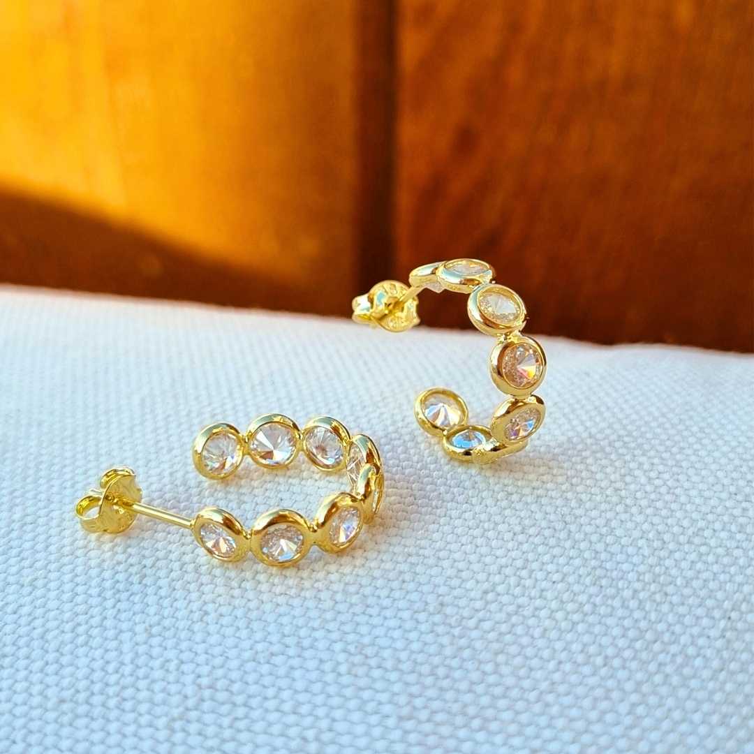Petite bezel hoop oorbellen goldfilled goudkleur goud kleur
