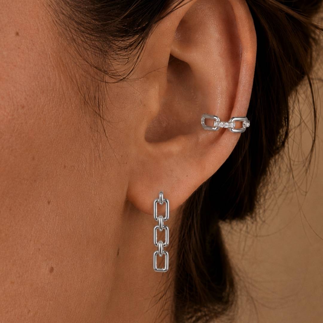 Rechthoek oorbellen zilver klein dames