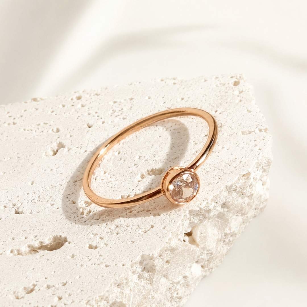 Ring rosé goud 18k met steen